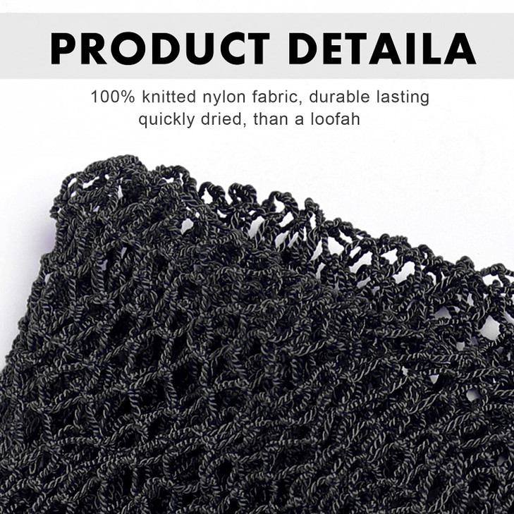 African Net Long Bath Net Sponge,JASSINS Bathing Body Exfoliating Shower Body Back Scrubber Skin Smoother,Stretch Length to 66 INCH (Black)