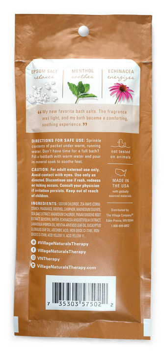 Village Naturals Therapy Breathe Concentrated Mineral Bath Soak, Lemon Mint, 2 Oz, Pack of 12