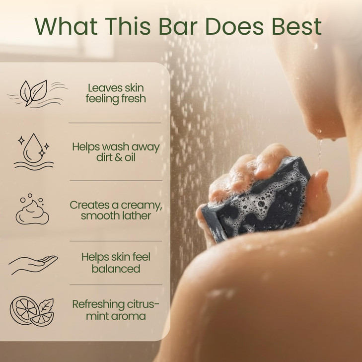 Aspen Kay Naturals Handmade Dead Sea Mud Soap Bar, Activated Charcoal & Pure Essential Oils, 4.5 oz Bar