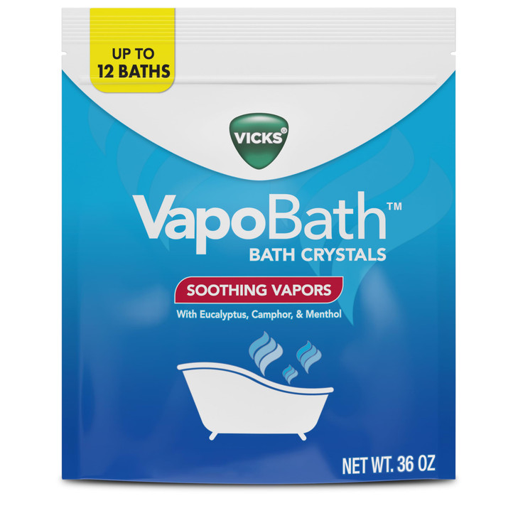Vicks VapoBath, Bath Salts, Bath Bomb, Non-Medicated Bath Crystals, Comforting Vicks Vapors, Vapor Bath, Aromatherapy with Eucalyptus and Menthol Sce