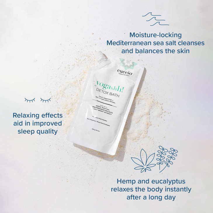 Cuccio Somatology Yogahhh! Detox Bath - Post Workout Relaxing Body Soak - Regenerate Tired & Sore Muscles - Anti-aging Vegan Formula - Epsom Salts, G