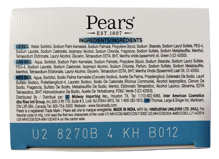Pears Soap with Mint Extract, 3.5 Ounce Bars, 3 Each