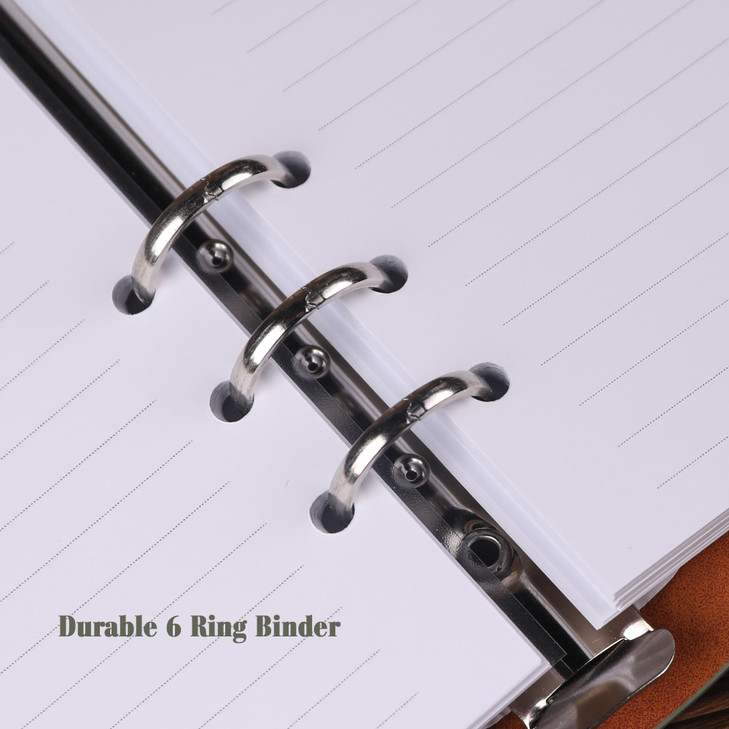 TIEFOSSI A5 Binder 6 Ring Notebook for Women Men, Hardcover PU Leather Journal, Compass Vintage Journal, College Ruled Notebooks for School, Planner,