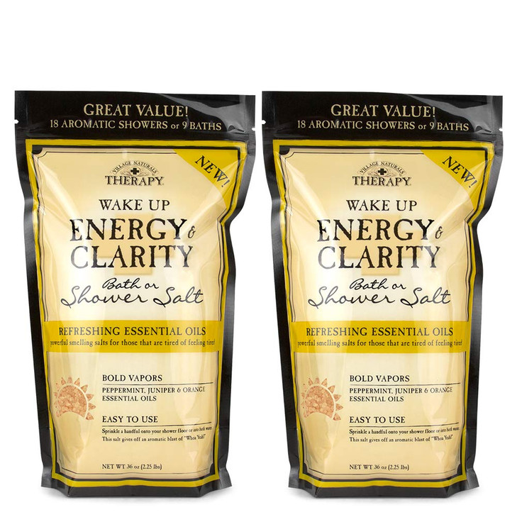 Village Naturals Therapy Energy & Clarity Shower and Bath Salt, 36 oz, Pack of 2
