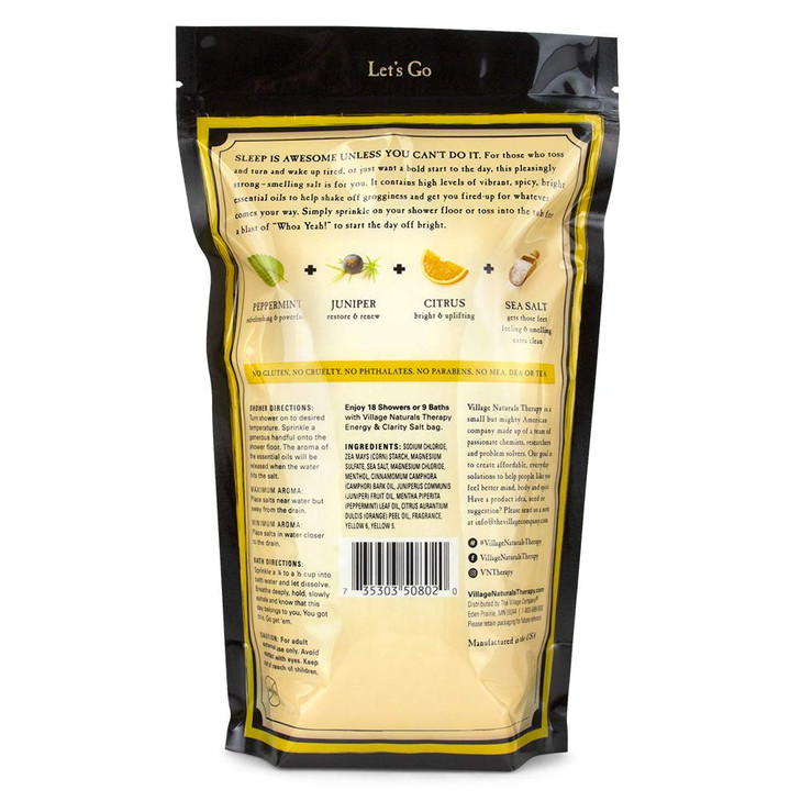 Village Naturals Therapy Energy & Clarity Shower and Bath Salt, 36 oz, Pack of 2
