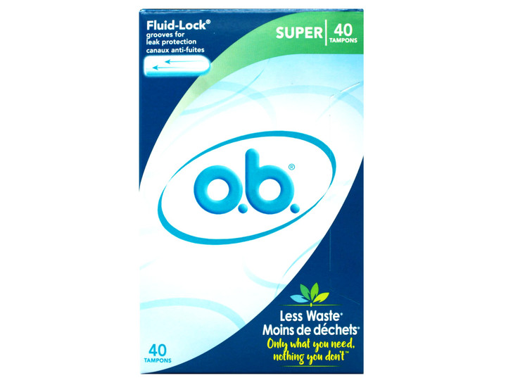 o.b. Tampons, Super Absorbency, Fluid-Lock Leak Protection, 40 Count (Pack of 1)