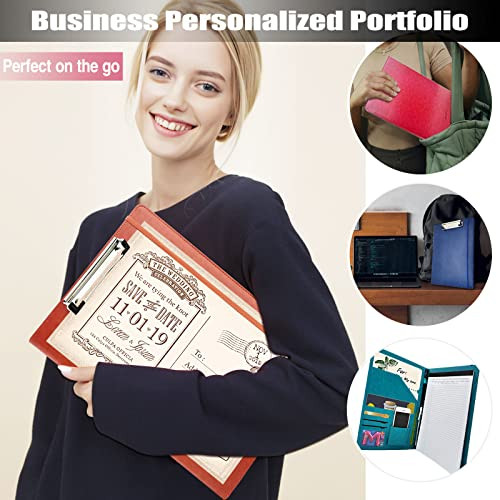 Zipper Portfolio Business PU Leather Conference Folder Storage Organizer Resume Document Holder 4 Ring Binders, Exterior Pocket, Padfolio for Men for