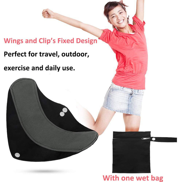 Reusable Bamboo Sanitary Towels Pads, TopDirect 8 Pack Medium & Large (9.06" & 11.02") Heavy Flow Night Pads Washable Cloth Menstrual Pad with Wet Ba