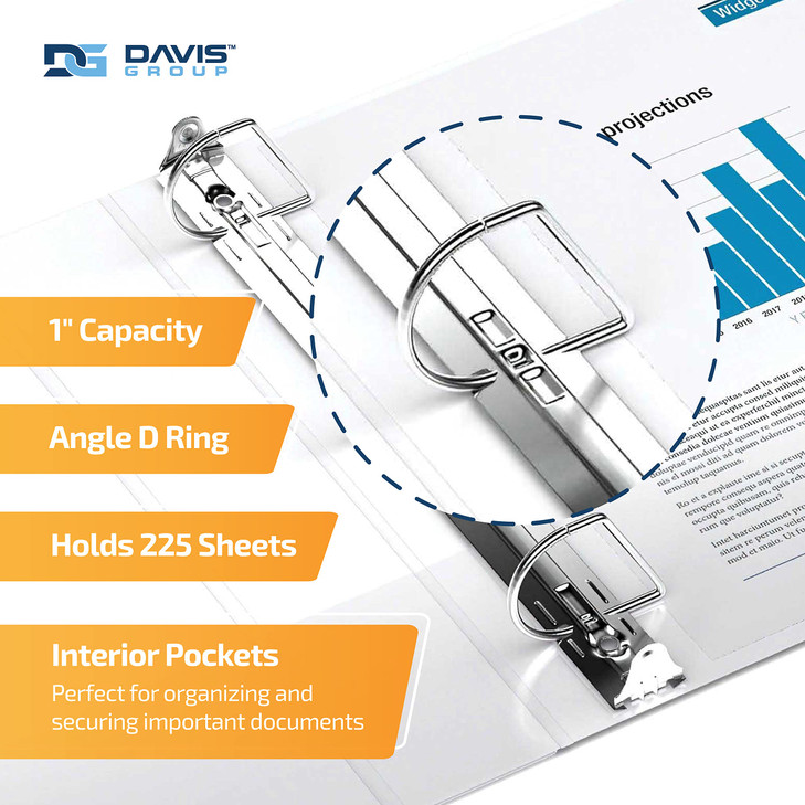Quickfit View Binder, 3-Ring Binder for School or Office, D Ring, Black, 1 Inch