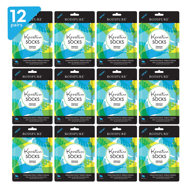 Bodipure Premium Foot Mask Keratin Socks | At Home Spa Moisturizer Socks for Dry Cracked Feet, Callus & Heel Softening | Easy-to-Use Pedicure Foot Re