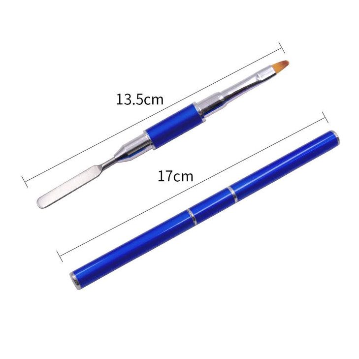 Kalolary 2Pcs Dual-Ended Poly Gel Nail Brush & Picker, 2 in 1 Designs Stainless Steel Brush & Slice Tool for UV Gel Acrylic Nails Extension