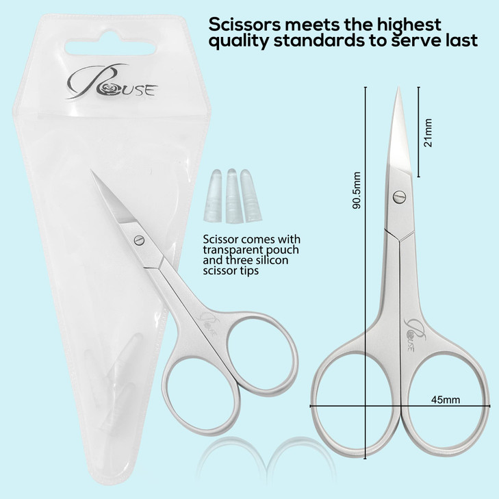 ROUSE Cuticle Scissors Professional Grooming Scissors Stainless Steel Eyebrow Scissors-Eyelash(Cuticle Scissors)