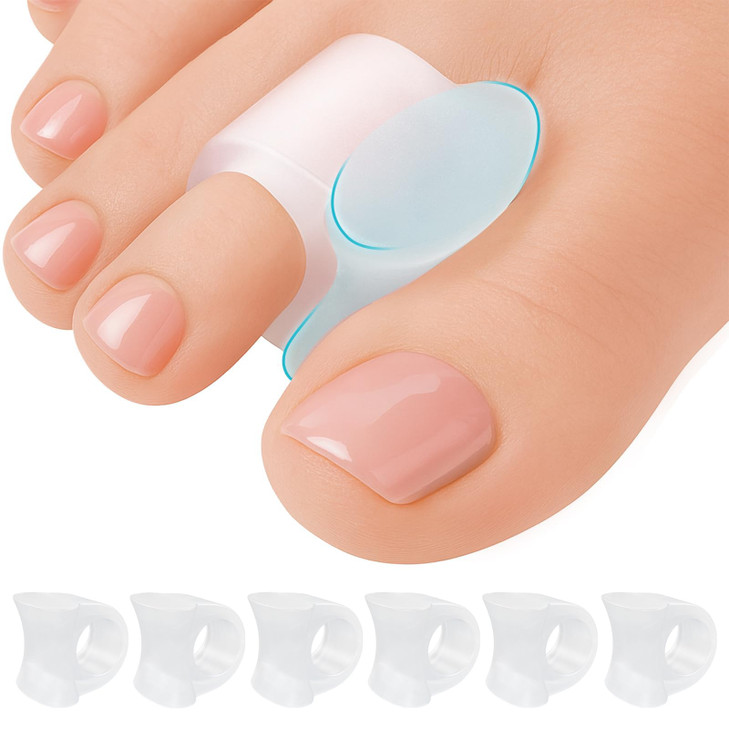 5 STARS UNITED Big Toe Spacers for Men & Women  6 Gel Separators for Overlapping & Curled Toes, Bunions, Alignment - Diabetic Foot Care, Silicone Sp