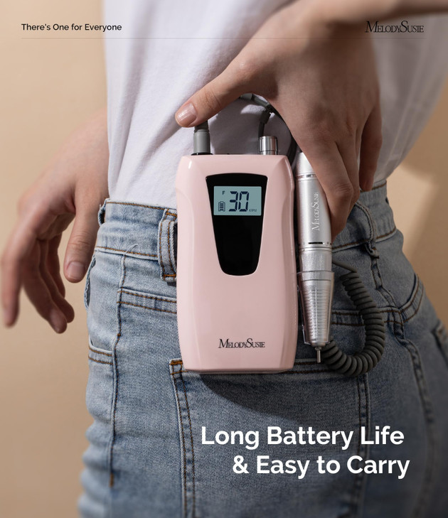 MelodySusie Entry-Level Clip-On Rechargeable Nail Drill, SC320D 30000RPM Essential E-File with LCD Display for Manicure Shaping & Gel Removal, Perfec