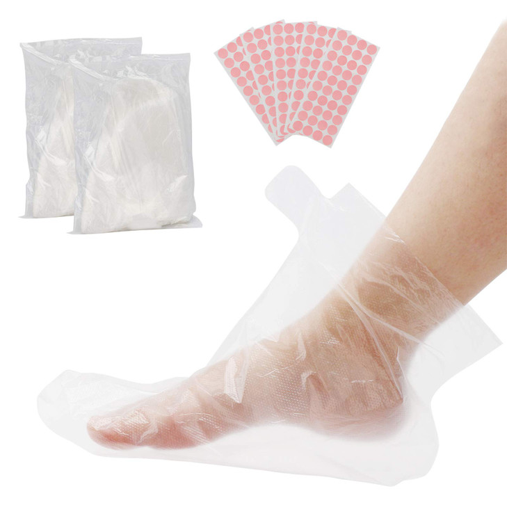 Segbeauty Paraffin Bath Liners for Foot, 200 Counts Plastic Foot Covers, Booties for Feet Thermal Foot Liners, Foot Protectors with 200 Stickers for