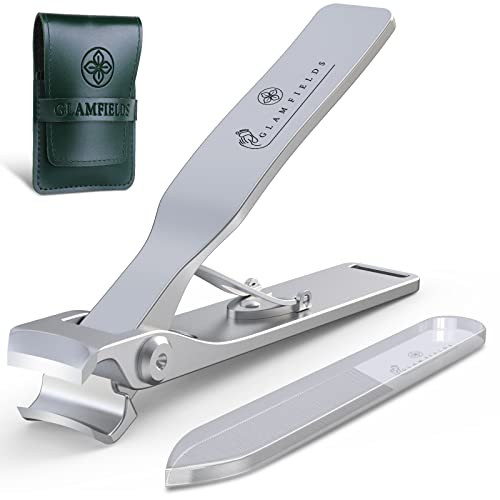 GLAMFIELDS Nail Clippers, 17mm Wide Jaw Opening Toenail Clippers for Seniors Thick Toenails/Ingrown Toenail Treatment, Heavy Duty Fingernail Clipper