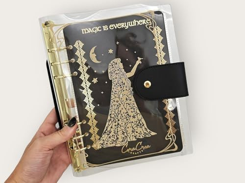 Witch Organizer Binder A5  Storage Album with 5 Full Page Sleeves for PET Tape Cutouts or Loops, 2 Sticker Backing Sheets, Sticker Organization, Zip