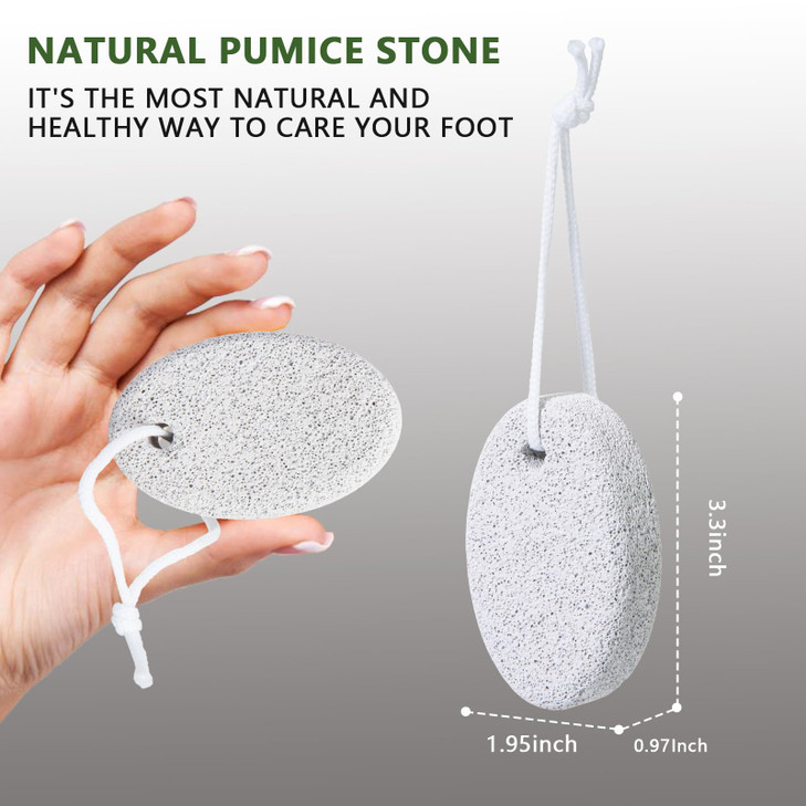 Natural Foot Pumice Stone for Feet, Borogo 2-Pack Lava Pedicure Tools Hard Skin Callus Remover for Feet and Hands - White