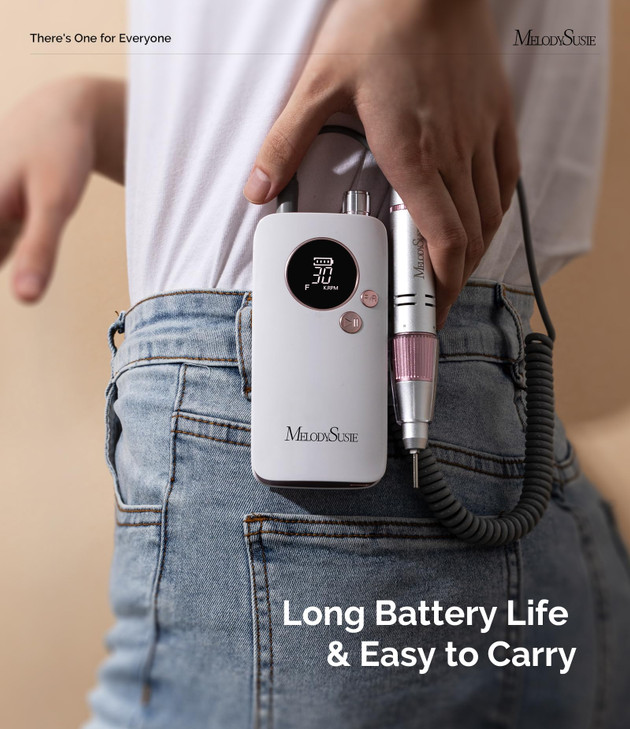 MelodySusie Entry-Level Clip-On Rechargeable Nail Drill, SC320F 30000RPM E-File with Pastel & Colorful Design for Manicure Shaping & Gel Removal, Ide