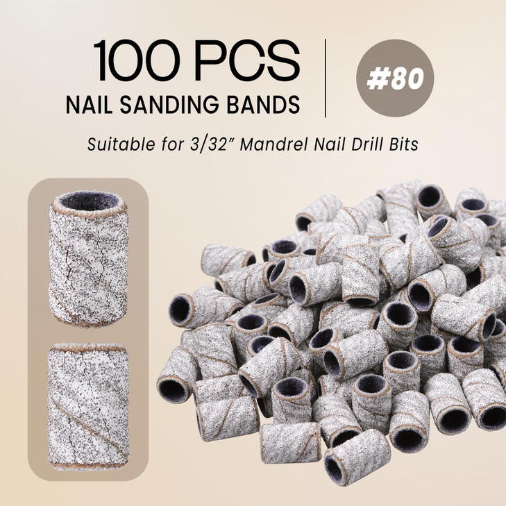 100 Pcs Large Nail Drill Bits Sanding Bands for Nail Drill  Nail File for Acrylic Nail Gel Manicures Pedicure PANA Nail Drill Bits (Sanding Bands Va