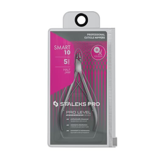 Staleks Pro SMART 10 Cuticle Nippers  5 mm Blades  Satin Finish  Stainless Steel  Professional Skin Nippers for Classic Manicure & Hardware Use