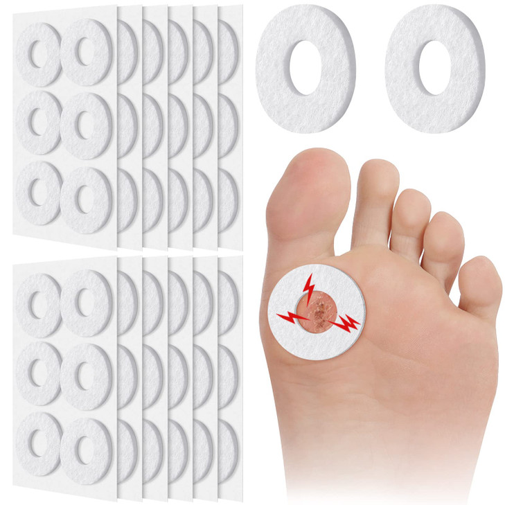 Nuanchu 72 Pcs Callus Cushions Callus Pads for Bottom of Foot Round Corn Cushions Pads for Feet Soft Adhesive Felt Corn for Ball and Side of Foot, Pa