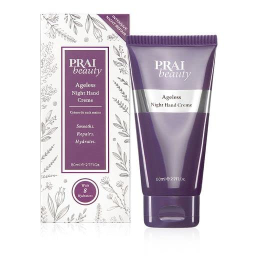 PRAI Beauty Ageless Night Hand Creme Anti-Aging and Nourishing Hand Cream, Hand Cream for Dry Cracked Hands, Paraben-Free, Vegan, Gluten-Free, 2.7 Fl