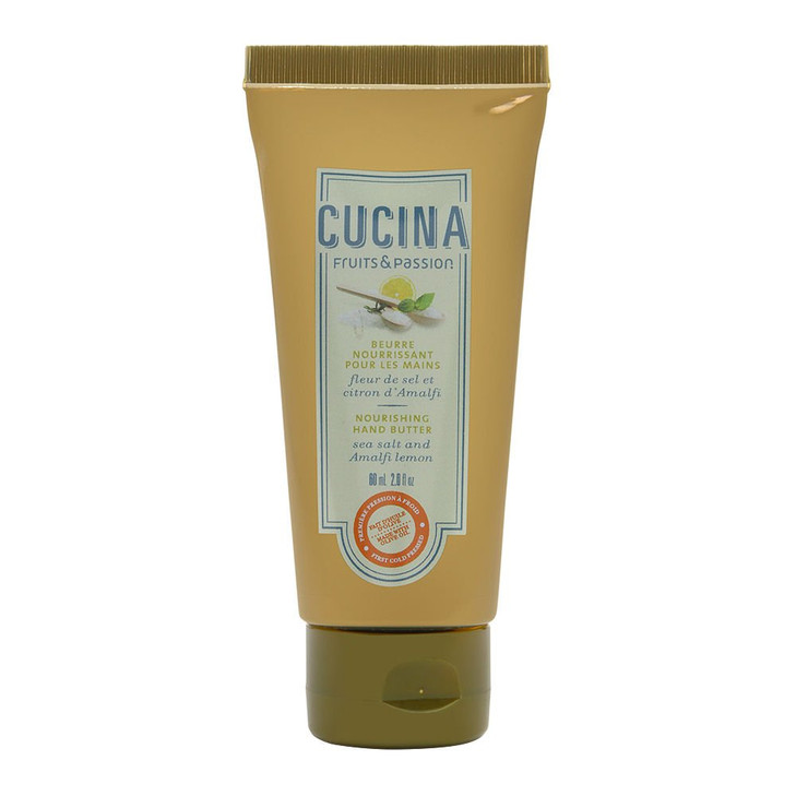 Fruits & Passion Cucina Sea Salt & Amalfi Lemon Nourishing Hand Butter for Dry Cracked Hands, Rich Natural Formula with Cold-Pressed Olive Oil in Rec