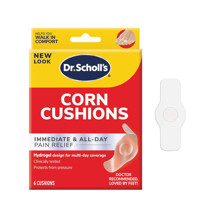Dr. Scholl's CORN CUSHION With Hydrogel Technology, 6ct // Cushioning Protection Against Shoe Pressure and Friction that Fits Easily In Any Shoe for