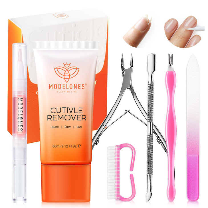 Modelones Cuticle Remover Kit - Cuticle Remover Cream & Cuticle Oil, Cuticle Care Kit w/Cuticle Trimmer Cuticle Pusher & Cuticle Nipper for DIY Nail