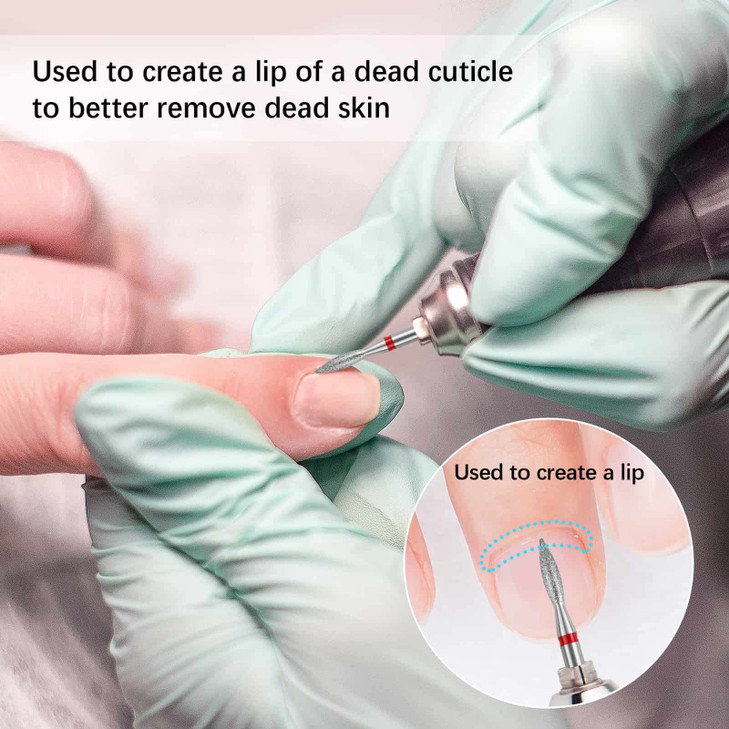 Difenni Cuticle Drill Bit,Nail Drill Bits Flame Cuticle Clean Drill Bit for 3/32''Electric Nail File Machine Cuticle Bit Nail Prep Tool (Red, Flame)