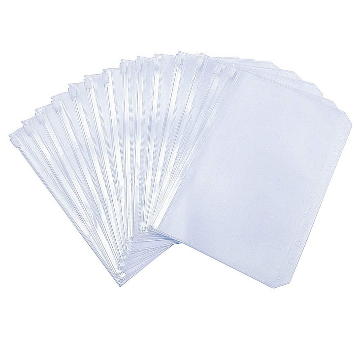 Harphia Mini Binder Pockets A7 6 Holes Binder Zipper Pouch Bag Folders for 6-Ring Notebook Loose Leaf Insert, Waterproof PVC Pouch Document Filing Ba