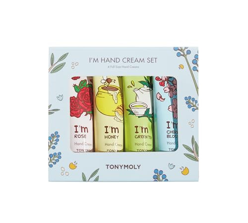 TONYMOLY I'm Hand Cream Assorted 3 or 4 Pack  Hydrating & Nourishing Green Tea, Rose, Honey & Hemp Hand Creams for Soft, Smooth, Non-Greasy Hands