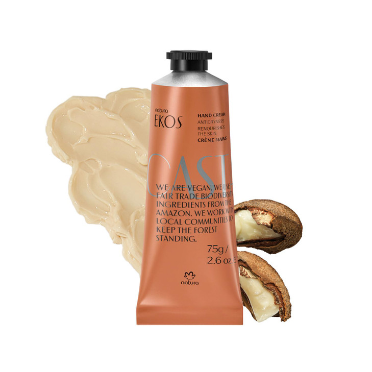 Natura - Brazil Nut Hand Cream - Anti-Dryness Castanha Hand Balm - 24-Hour Deep Hydration Skin Moisturizer - Vegan Skin Care - Brazilian Beauty Secre