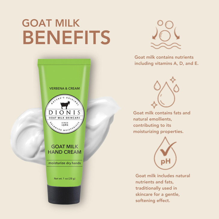 Dionis Goat Milk Hand Cream Lemon Verbena 1oz (Pack of 6)