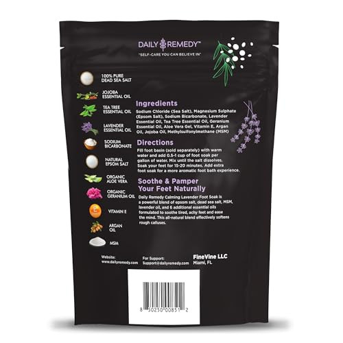 Calming Lavender Foot Soak with Epsom Salt, Made in USA, Foot Soak Soothes Tired Feet, Athletes Foot, Stubborn Foot Odor, Softens Calluses & Helps Tr