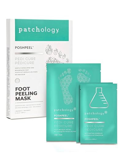 Patchology PoshPeel Pedi Cure - Foot Peel Mask Soak Treatment, Feet Peeling Mask, Pedicure Booties with Deep Exfoliation for Baby-soft Skin, Pedicure