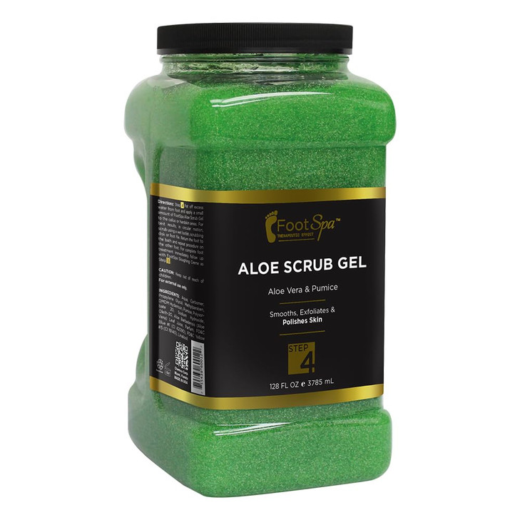 FOOT SPA - Exfoliating Scrub Gel, 128 Oz - Manicure, Pedicure and Body Exfoliator Infused with Aloe Vera and Salicylic Acid - Glow, Polish, Smooth an
