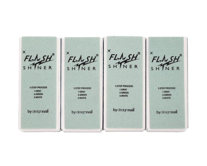 Design Nail Flash Shiner® Block  3-Way Nail Buffer  Pack of 4  Professional Nail Buffer for Natural Shine  Smooths, Conditions & Polishes  Manic