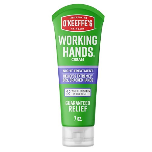 O'Keeffe's Working Hands Night Treatment Hand Cream for Extreme Dryness - 7 oz Tube (1 Pack) - Repairing Skincare for Cracked, Dry Hands