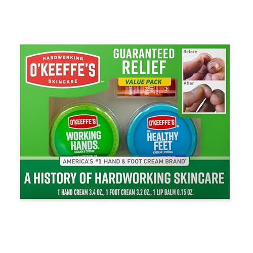 O'Keeffe's Giftbox Including Lip Repair with Cherry and Vitamin E Oil Stick, Working Hands Jar and Healthy Feet Jar, Gift Idea