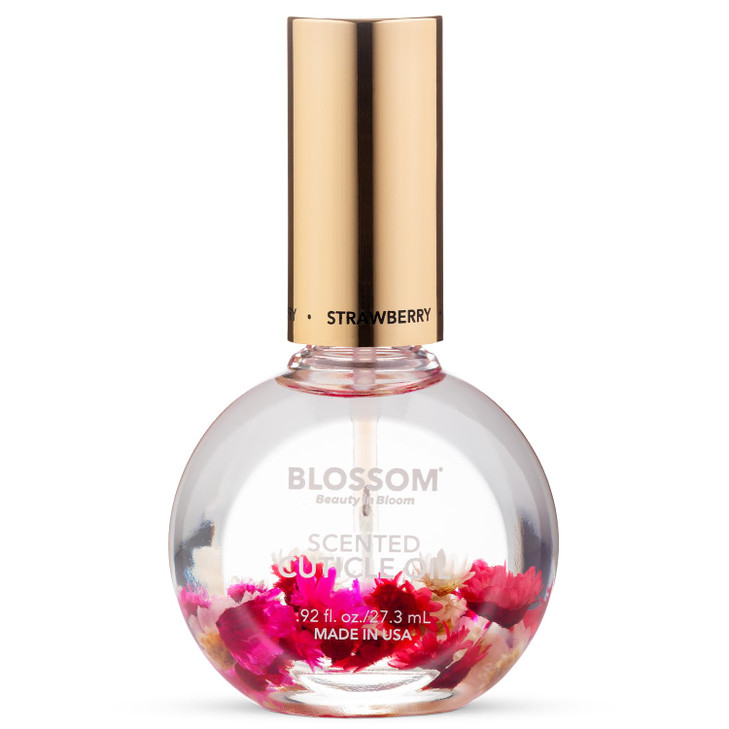 Blossom Cuticle Oil for Nails, Hydrating, Moisturizing, Scented Nail Oil Cuticle Care, Infused with Real Flowers, Made in USA, 0.92 fl. oz, Strawberr