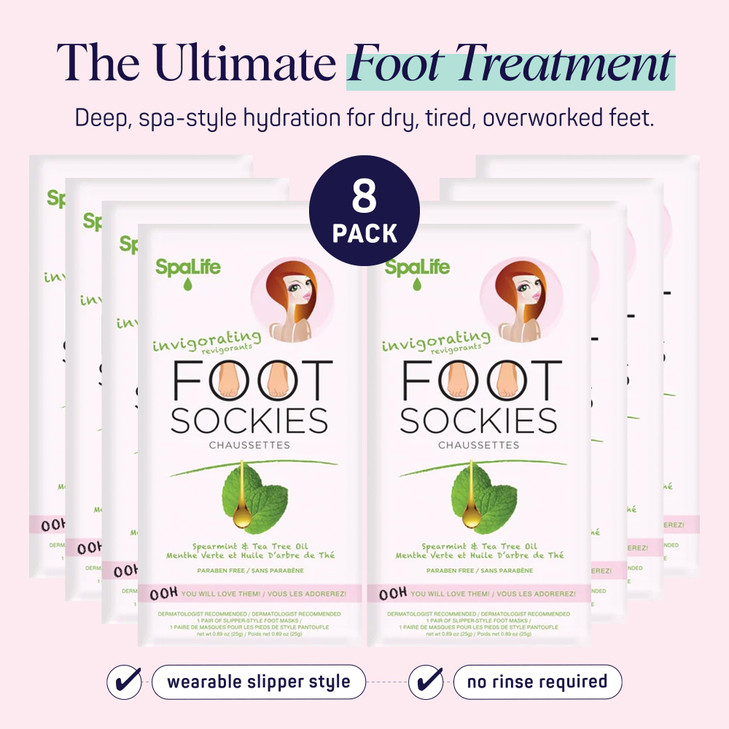 SpaLife Moisturizing Foot Sockies | Foot Mask for Dry Cracked Feet Intensive Repair Treatment | Tea Tree Oil Softening Booties | Callus Remover Alter