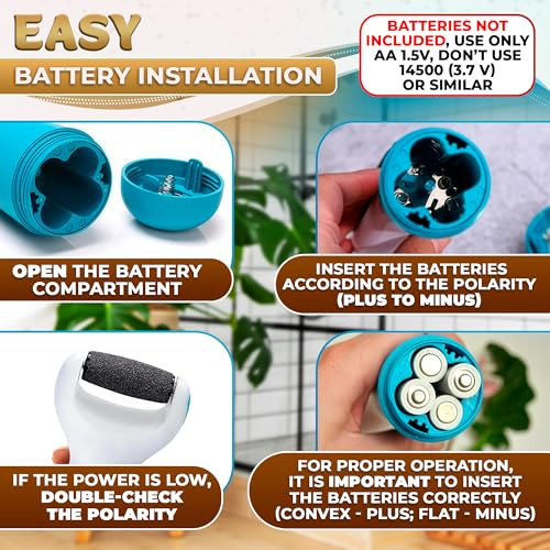 Electric Foot Callus Remover Tool | Batteries Not Included  High-Speed Foot Grinder with Easy-to-Replace Roller  On-The-Go Electric Callus Remover