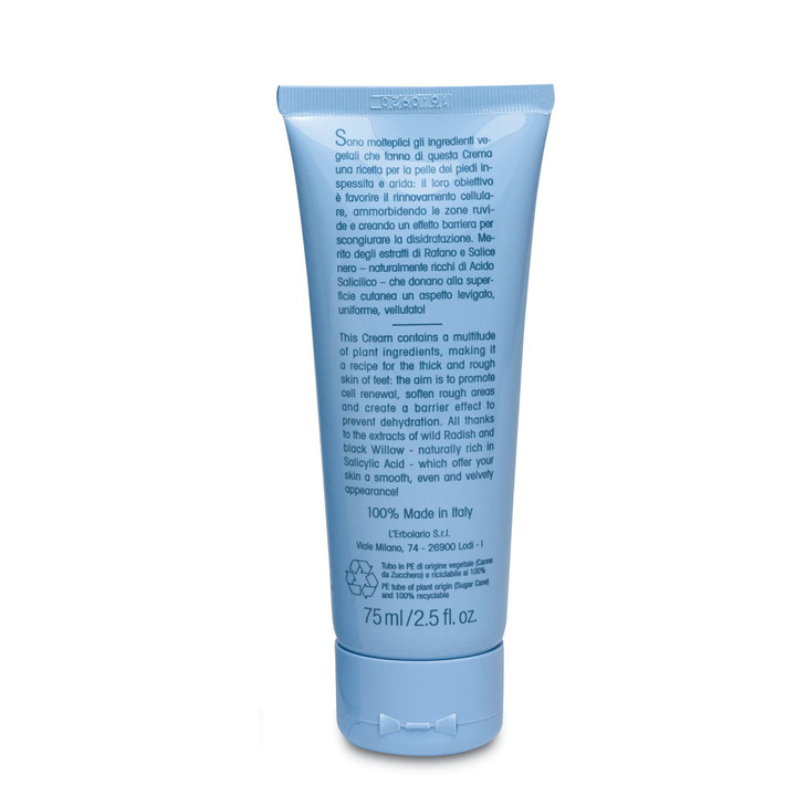 Lerbolario Smoothing Cream for Dry Feet - Foot Cream for Dry Cracked Heels and Feet - With Salicylic Acid - Smoothes Rough, Dry Skin - 2.5 oz