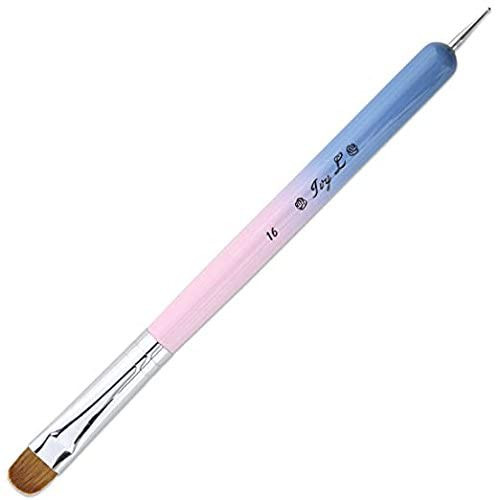 Ivy-L Premium 2 Way French Gel Acrylic Nail Art Kolinsky Brush With Dotting Tool for Professional Manicure Cuticle Clean Up Nail Art Design, Pink Blu