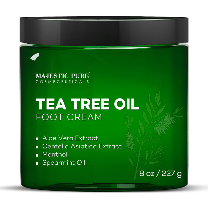 Majestic Pure Tea Tree Oil Foot Cream, Warming Cream - Calluses, Dry Cracked Feet, Hands, Heels, Elbow, Nails, and Knees - Softens & Moisturizes Skin