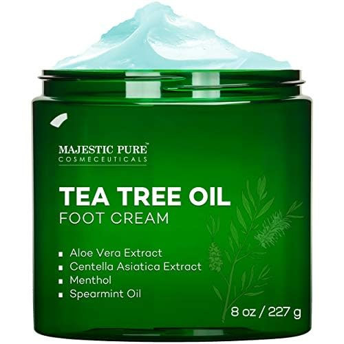 Majestic Pure Tea Tree Oil Foot Cream, Warming Cream - Calluses, Dry Cracked Feet, Hands, Heels, Elbow, Nails, and Knees - Softens & Moisturizes Skin