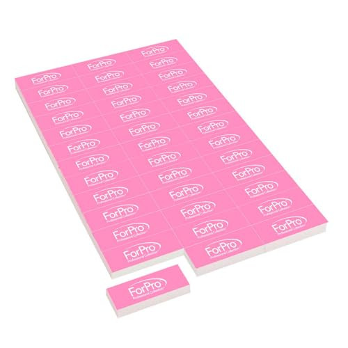 ForPro Professional Collection Sparkle Mini Buffer Sheet, Pre-Cut, Double-Sided Manicure & Pedicure Nail Buffers, Pink 400/White 4000 Grit, 39-Count