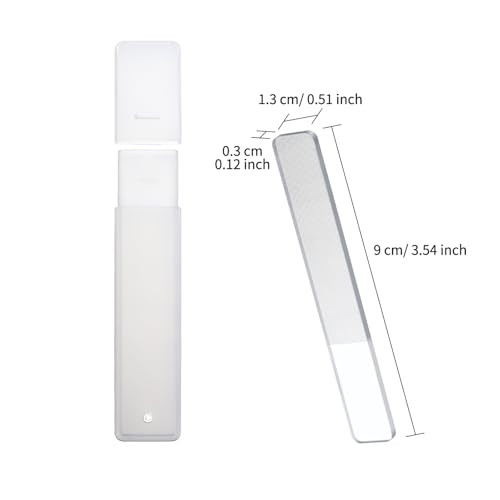 Mudder 4 Pack Glass Nail File Shiner Files Kit Crystal Nail Buffer Polisher with Case Manicure Tools for Natural Nails Women Shaping Buffing and Poli